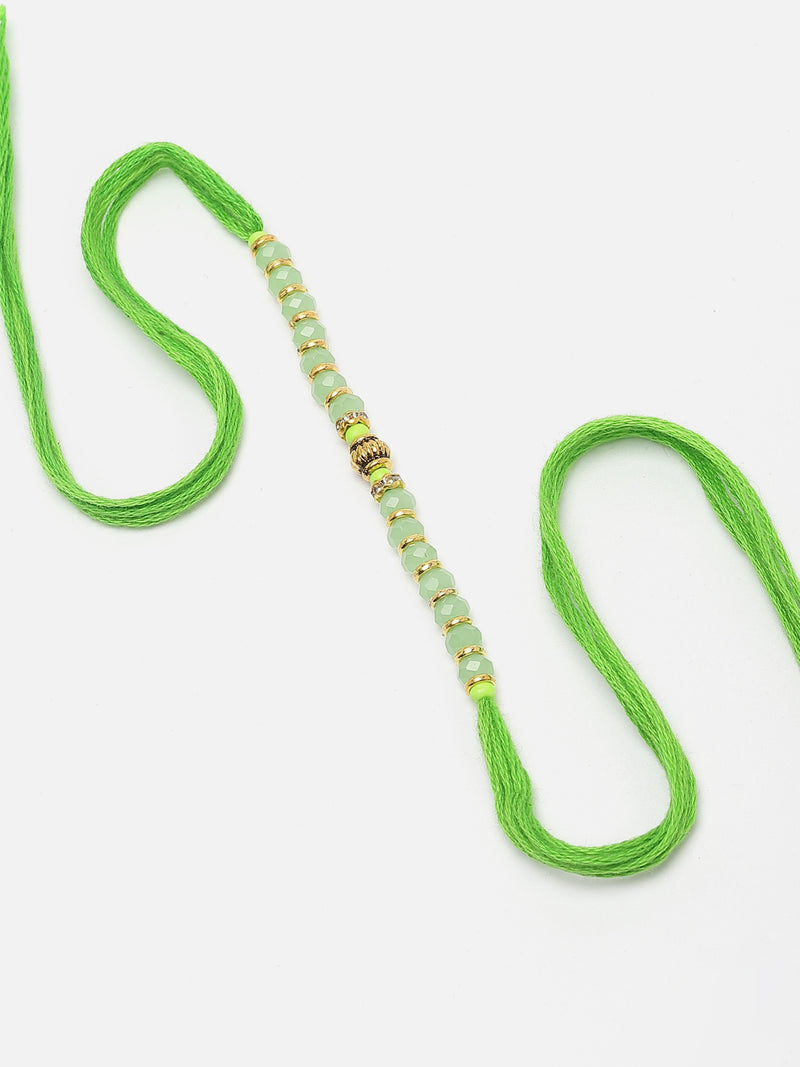 Pastel Green Beads Stringed Rakhi.