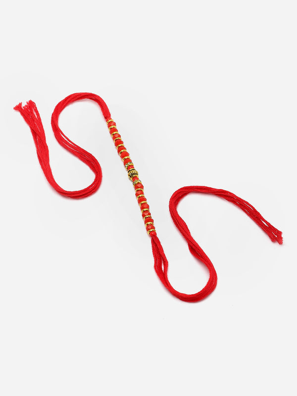 Traditional Red Beads Stringed Rakhi