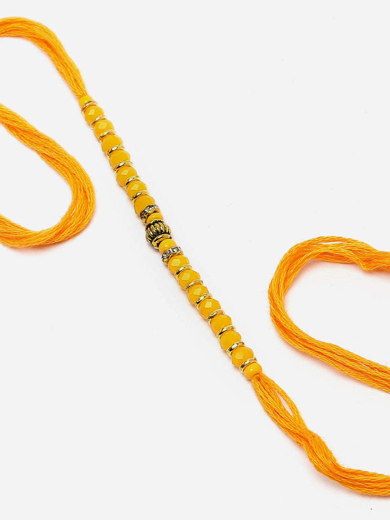 Traditional Classy Yellow Beads Stringed Rakhi