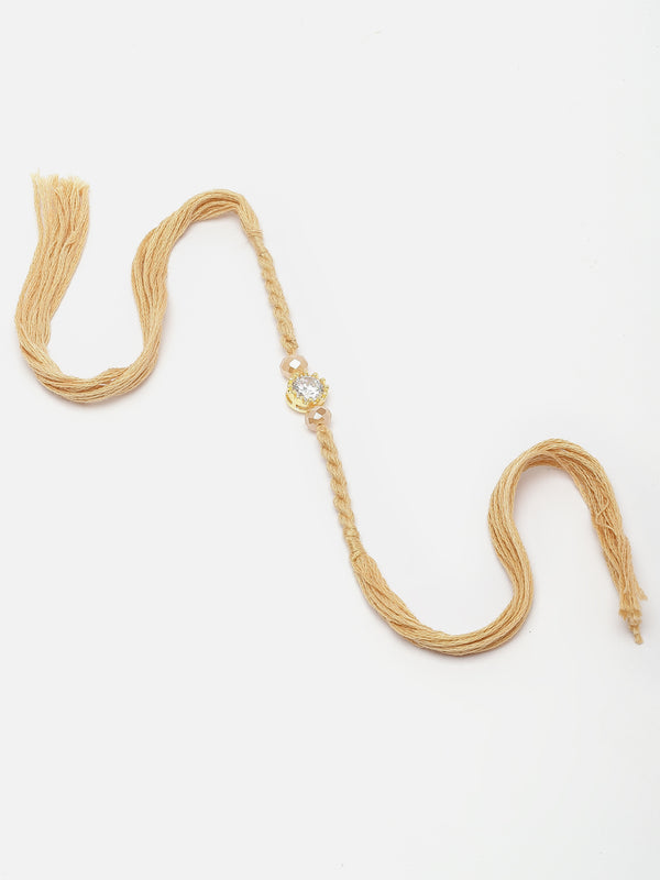 Traditional Classy Gold Toned Gold Plated  Kundan Studded Rakhi