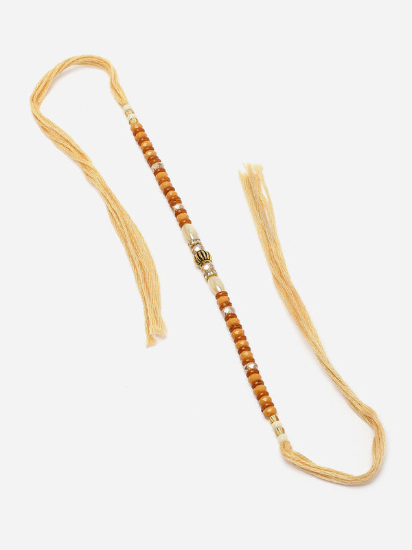 Traditional Wooden Color Bead Stringed Rakhi
