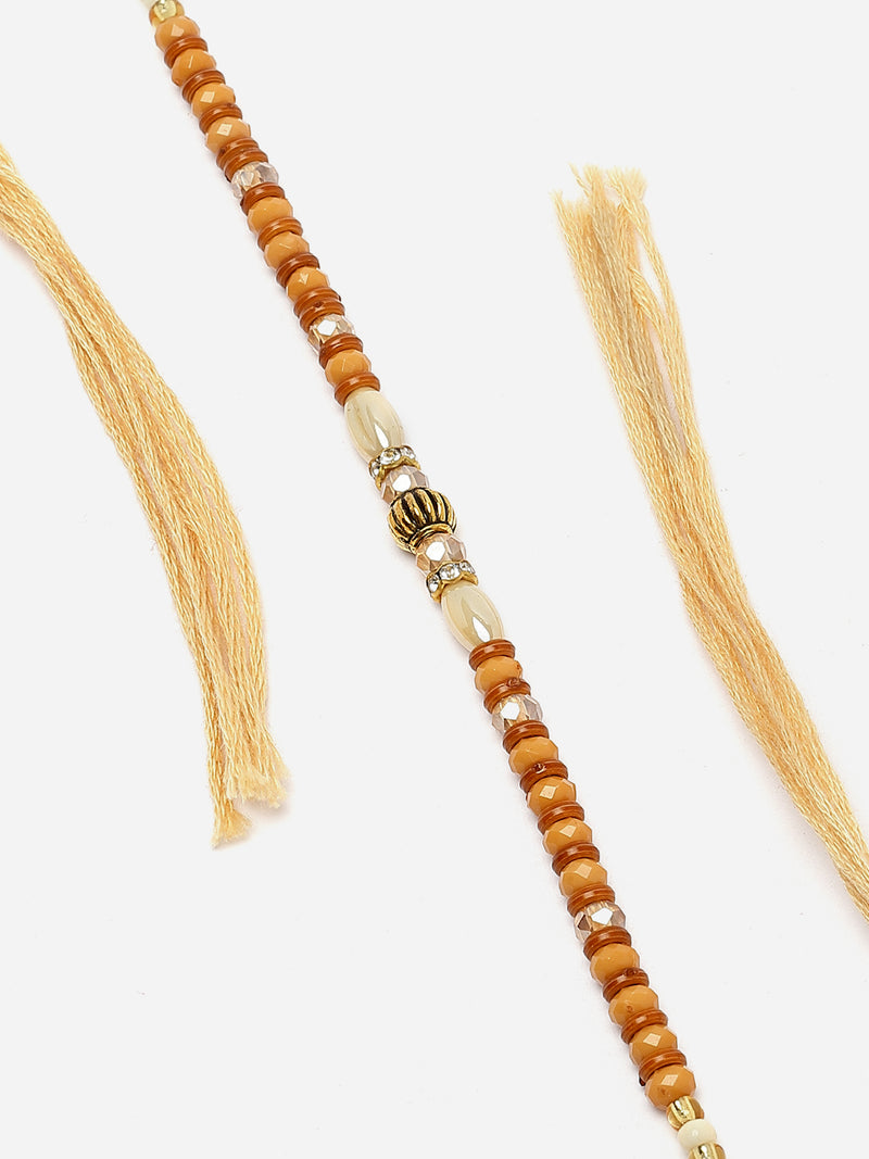 Traditional Wooden Color Bead Stringed Rakhi