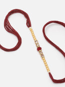 Traditional Maroon & Off White Beads Rakhi