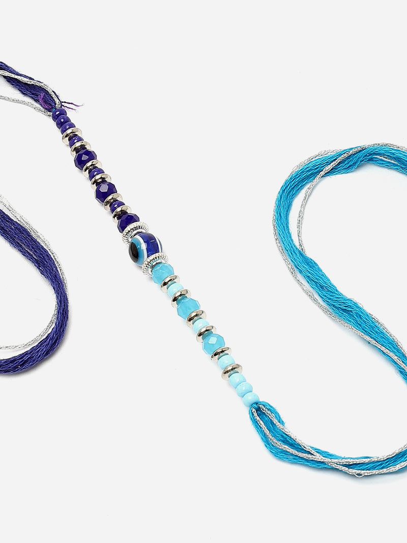 Navy Blue Evil Eye Stone & Beads Rakhi