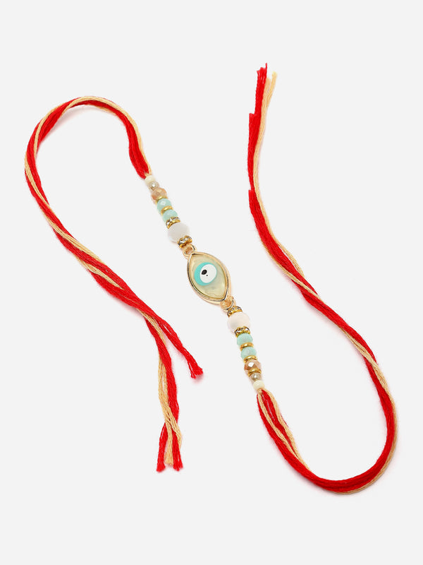 Gold Plated Gold Toned Evil Eye Rakhi