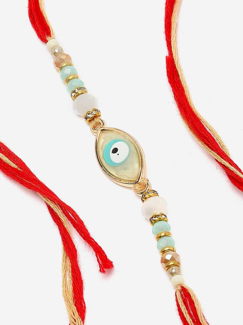 Gold Plated Gold Toned Evil Eye Rakhi