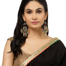 Gold-Plated Multi-Coloured Artificial Stones studded Circular Layered Drop Earrings