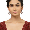 Rose Gold-Plated Gunmetal Toned Pink American Diamond studded Layered Drop Earrings