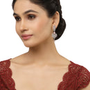 Rhodium-Plated Pink American Diamond studded Handcrafted Spiked Drop Earrings