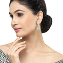 Rhodium-Plated Sea Green American Diamond studded Classic Drop Earrings