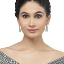 Rhodium-Plated Sea Green American Diamond studded Classic Drop Earrings