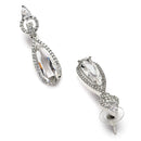Rhodium Plated Teardrop White American Diamond Contemporary Drop Earrings