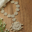 Gold-Plated Round White Kundan studded Crescent Shaped Sheeshphool