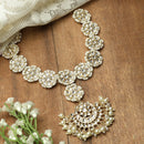 Gold-Plated White Kundan studded Crescent Shaped Sheeshphool