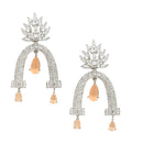 Rhodium-Plated Orange American Diamond studded Quirky Handcrafted Drop Earrings