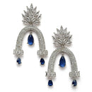 Rhodium-Plated Navy Blue American Diamond studded Quirky Handcrafted Drop Earrings
