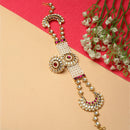 Gold-Plated Red & White Kundan studded Borla Style Sheeshphool