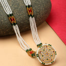 Gold-Plated Multi-Colour Artificial Stones and Beads studded Borla Style Matha Patti