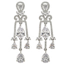 Rhodium-Plated White American Diamond studded Spiked Drop Earrings