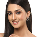 Rhodium-Plated Silver Toned American Diamond studded Paisley Shaped Studs Earrings