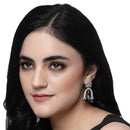 Rhodium-Plated Red American Diamond studded Quirky Handcrafted Drop Earrings