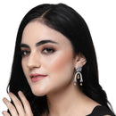 Rhodium-Plated Orange American Diamond studded Quirky Handcrafted Drop Earrings