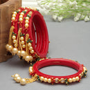 Set Of 4 Gold-Plated Champagne Pearl Tassel Handcrafted Non Allergic Bangles