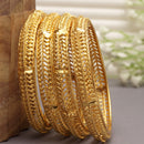 Set Of 4 Gold-Plated Classic Traditional Textured Handcrafted Bangles