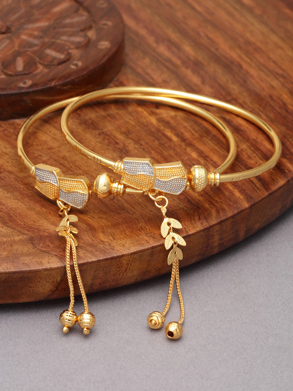 Gold-Plated Handcrafted Kada Bracelets (Set Of 2)