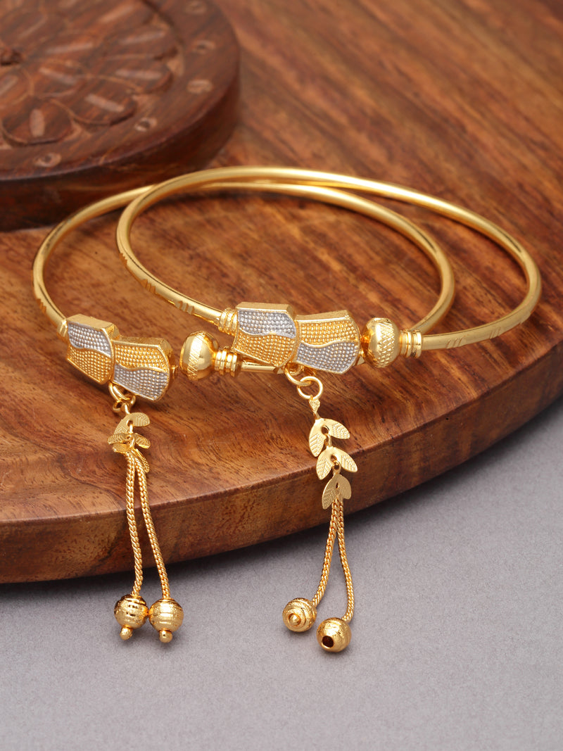 Gold-Plated Handcrafted Kada Bracelets (Set Of 2)