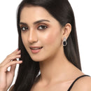 Rhodium-Plated Silver Toned American Diamond studded Paisley Shaped Studs Earrings