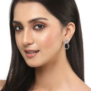 Rhodium-Plated Silver Toned American Diamond studded Paisley Shaped Studs Earrings