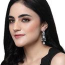 Rhodium-Plated White American Diamond studded Spiked Drop Earrings