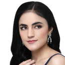 Rhodium-Plated Navy Blue American Diamond studded Quirky Handcrafted Drop Earrings