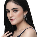 Rhodium-Plated Navy Blue American Diamond studded Quirky Handcrafted Drop Earrings