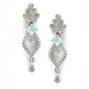 Rhodium-Plated Sky Blue American Diamond Studded Floral & Leaf Shaped Necklace with Earrings Jewellery Set