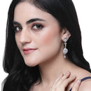 Rhodium-Plated White American Diamond studded Handcrafted Teardrop Drop Earrings