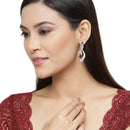 Rhodium-Plated Red American Diamond studded Quirky Shaped Drop Earrings