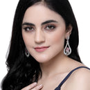 Rhodium-Plated Pink American Diamond studded Handcrafted Quirky Shaped Drop Earrings