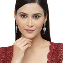 Rhodium-Plated Red American Diamond studded Handcrafted Spiked Drop Earrings