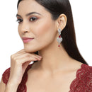 Rhodium-Plated Red American Diamond studded Handcrafted Spiked Drop Earrings