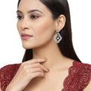 Rose Gold-Plated Gunmetal Toned Transparent American Diamond studded Layered Drop Earrings