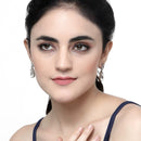 Rhodium-Plated White American Diamond studded Handcrafted Long Teardrop Shaped Drop Earrings