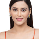 Rhodium-Plated Yellow & White American Diamond studded Contemporary Round Stud Earrings