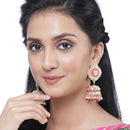 Gold-Plated Red & White Kundan-Pearls studded Vilandi Jhumka Earrings