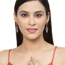 Rose Gold-Plated Gunmetal Toned Green American Diamond studded Layered Drop Earrings