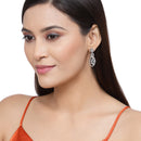Rose Gold-Plated Gunmetal Toned White American Diamond studded Oval & Quirky Shaped Drop Earrings