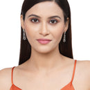 Rose Gold-Plated Gunmetal Toned Sea Green American Diamond studded Classic Contemporary Drop Earring