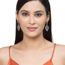 Rose Gold-Plated Gunmetal Toned Grey American Diamond studded Layered Drop Earrings