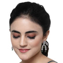 Rhodium-Plated Sea Green American Diamond studded Quirky Handcrafted Drop Earrings